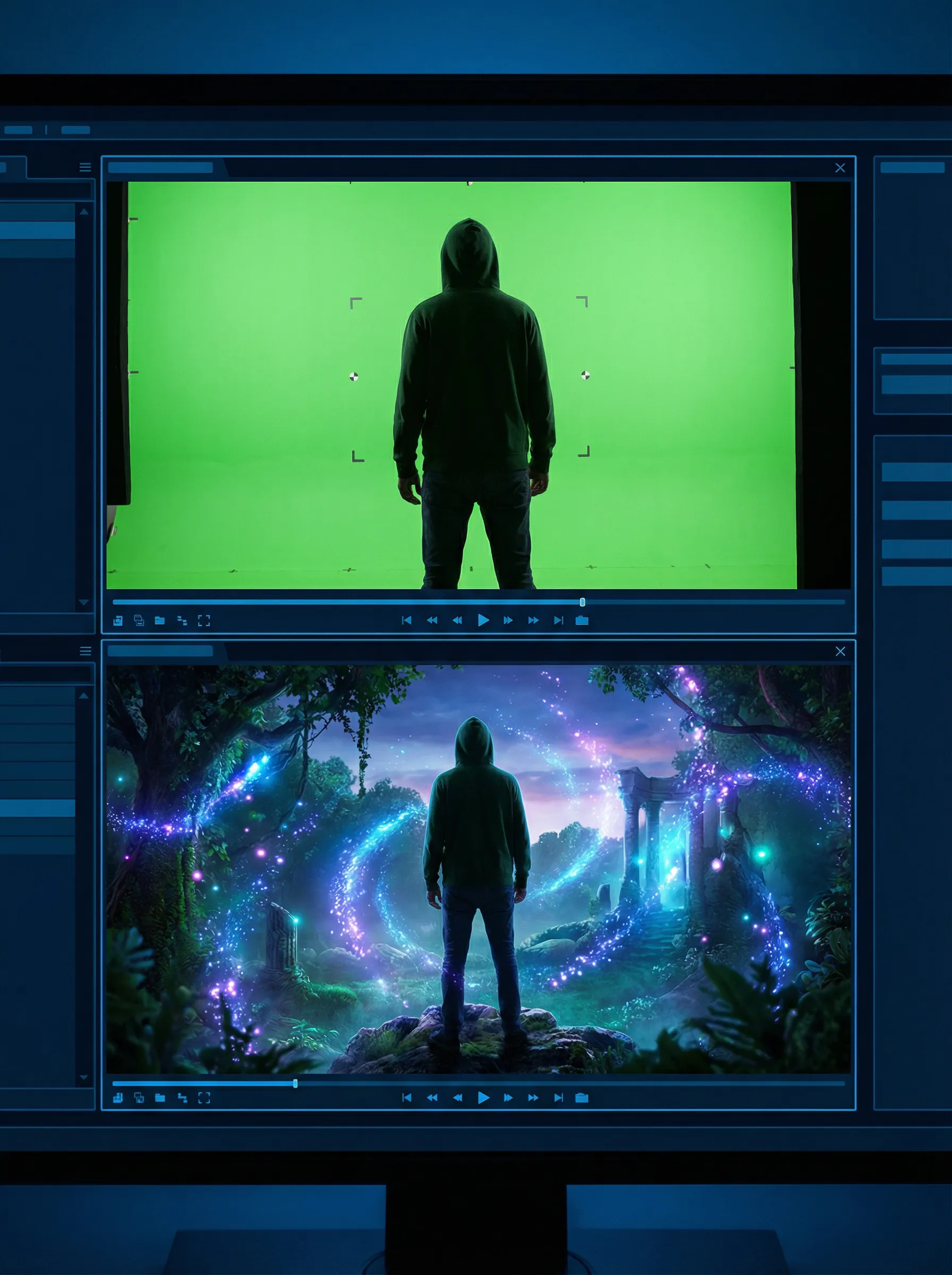 成人视频 绿幕抠图合成 - 奇幻场景VFX特效